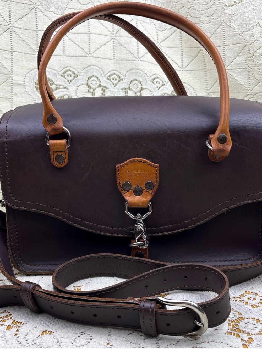 Saddleback Leather Co. Chestnut Satchel Top Handle or Crossbody Adjustable Strap